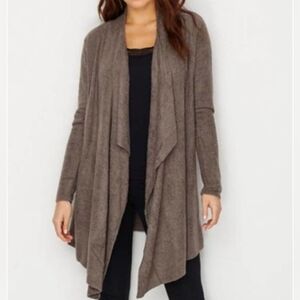 Barefoot Dream Cozychic Brown Waterfall Wrap cardigan Size L/XL K11